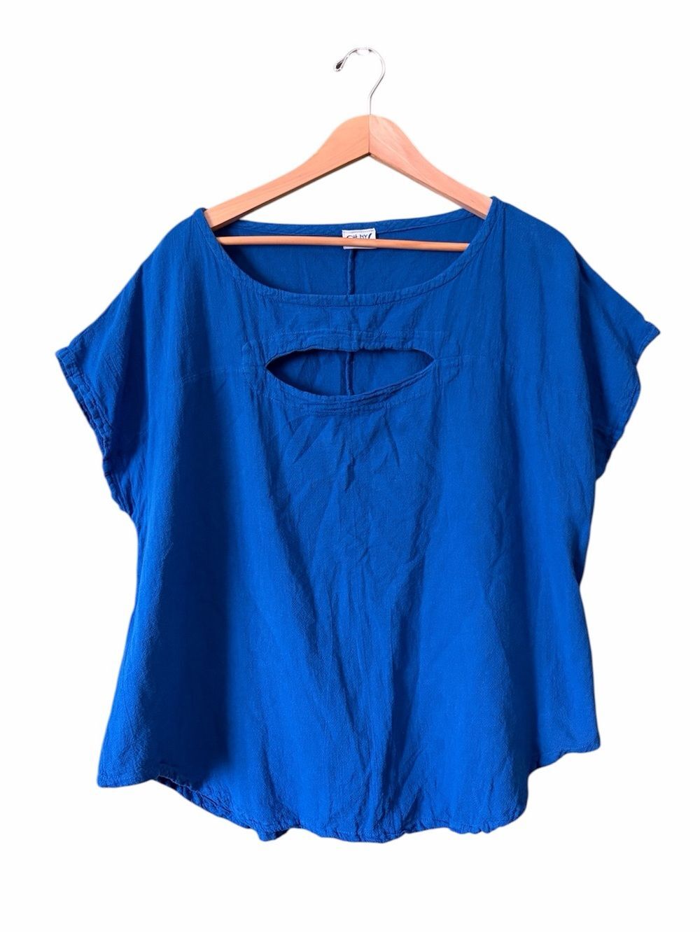 Oh My Gauze 100% Cotton Short Sleeve Blouse Top Front Keyhole Sz 3 XXL